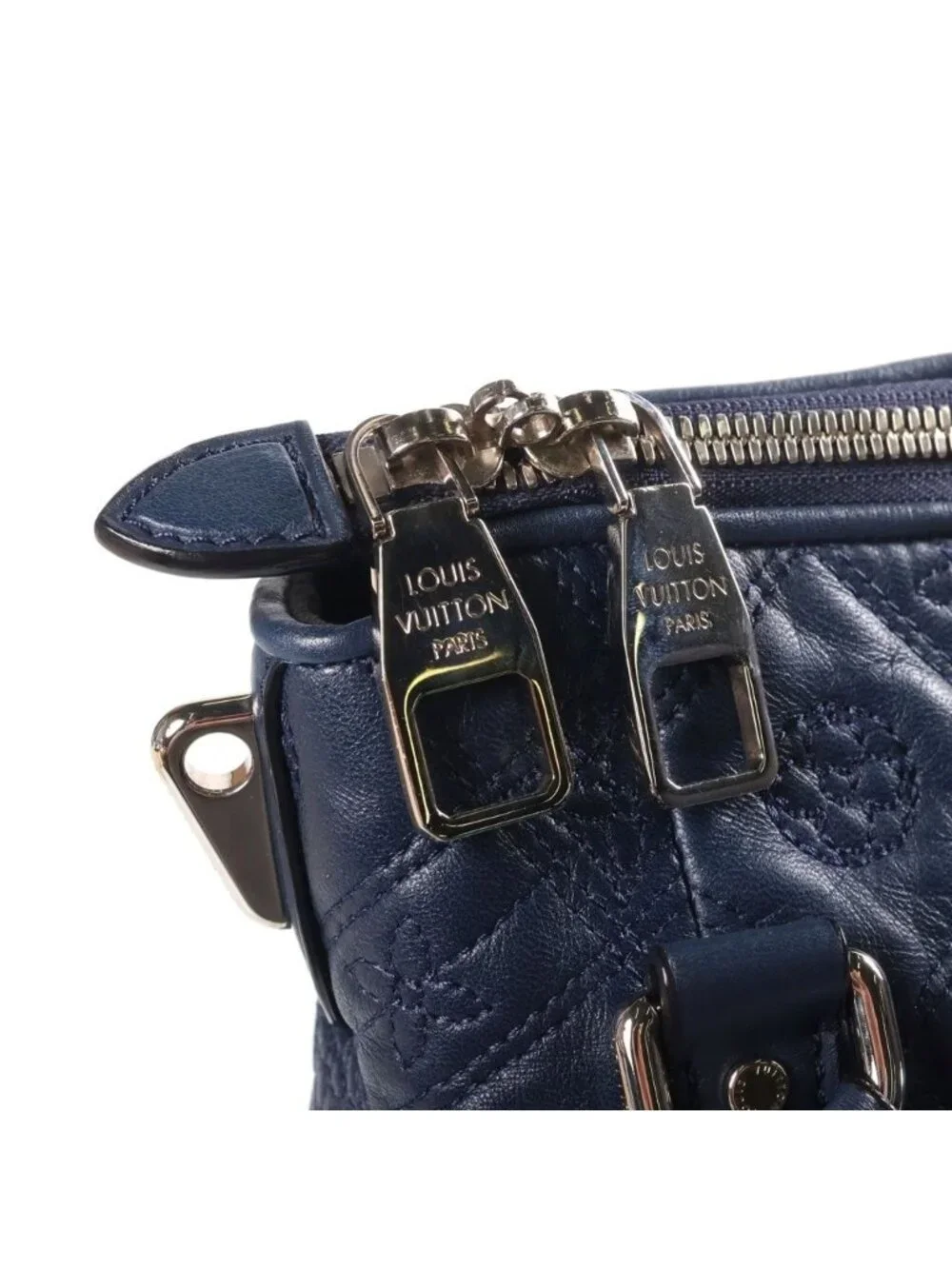 Louis Vuitton Monogram Antia Ixia MM 2-Way Shoulder Bag Navy Leather Silver